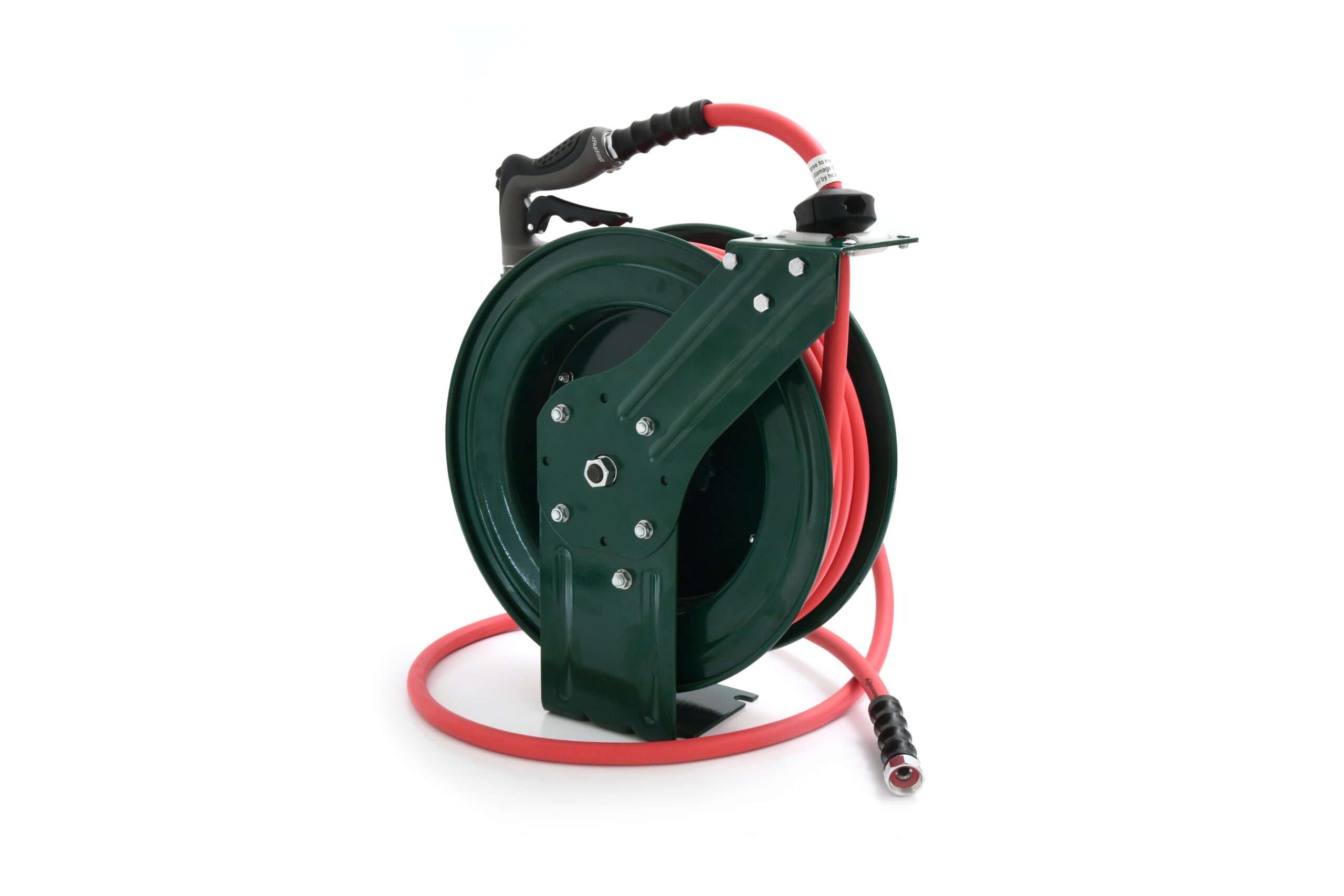 Zephyr Retractable Water Hose Reel with Spray Gun (Heavy-Duty | Multiple Colors), 1/2(13mm) / Green with Red Hose / 50ft / 15m